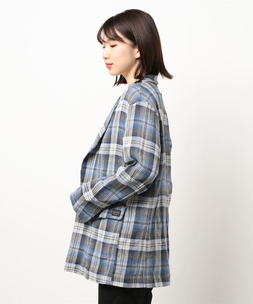 SLOBE IENA（スローブイエナ）の「【PENDLETON/ペンドルトン】 Shawl Collar ジャケット【洗濯機洗い可】（テーラードジャケット・レディース・ブルー/ベージュ・FREE）」の4枚目の写真