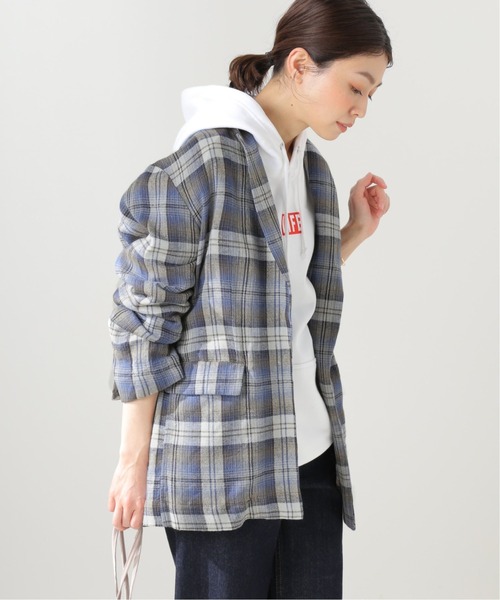 SLOBE IENA（スローブイエナ）の「【PENDLETON/ペンドルトン】 Shawl Collar ジャケット【洗濯機洗い可】（テーラードジャケット・レディース・ブルー/ベージュ・FREE）」の2枚目の写真