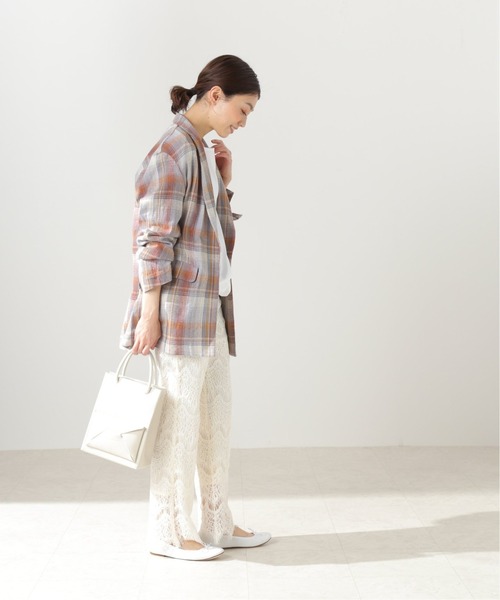 SLOBE IENA（スローブイエナ）の「【PENDLETON/ペンドルトン】 Shawl Collar ジャケット【洗濯機洗い可】（テーラードジャケット・レディース・ブルー/ベージュ・FREE）」の6枚目の写真