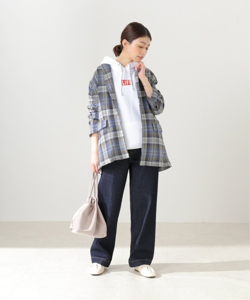 SLOBE IENA（スローブイエナ）の「【PENDLETON/ペンドルトン】 Shawl Collar ジャケット【洗濯機洗い可】（テーラードジャケット・レディース・ブルー/ベージュ・FREE）」の7枚目の写真