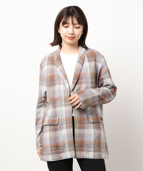 SLOBE IENA（スローブイエナ）の「【PENDLETON/ペンドルトン】 Shawl Collar ジャケット【洗濯機洗い可】（テーラードジャケット・レディース・ブルー/ベージュ・FREE）」の3枚目の写真