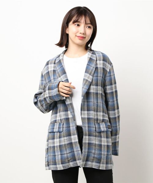 SLOBE IENA（スローブイエナ）の「【PENDLETON/ペンドルトン】 Shawl Collar ジャケット【洗濯機洗い可】（テーラードジャケット・レディース・ブルー/ベージュ・FREE）」の9枚目の写真