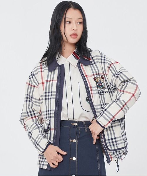 ROMANTIC CROWN（ロマンティッククラウン）の「【ROMANTIC CROWN】CLASSIC CHECK JACKET / ロマンティッククラウン クラシック チェック ジャケット（ブルゾン・メンズ・オートミール/ネイビー・MEDIUM/SMALL/X-LARGE/LARGE）」の2枚目の写真