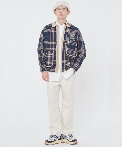 ROMANTIC CROWN（ロマンティッククラウン）の「【ROMANTIC CROWN】CLASSIC CHECK JACKET / ロマンティッククラウン クラシック チェック ジャケット（ブルゾン・メンズ・オートミール/ネイビー・MEDIUM/SMALL/X-LARGE/LARGE）」の14枚目の写真
