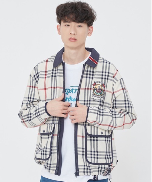 ROMANTIC CROWN（ロマンティッククラウン）の「【ROMANTIC CROWN】CLASSIC CHECK JACKET / ロマンティッククラウン クラシック チェック ジャケット（ブルゾン・メンズ・オートミール/ネイビー・MEDIUM/SMALL/X-LARGE/LARGE）」の4枚目の写真
