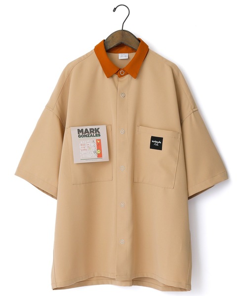 Mark Gonzales（マーク・ゴンザレス）の「Mark Gonzales/マークゴンザレス MONO-MART別注 オーバーサイズ クレリック ピスネーム半袖ワークシャツ（シャツ/ブラウス・メンズ・ブルー系その他2/ベージュ系その他/ブルー系その他/ホワイト系その他/グレー系その他・FREE）」の6枚目の写真