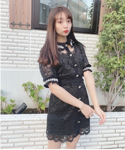 Swankiss スワンキス ビジューレース Swankiss（スワンキス）の「DB bijou lace O/P（ワンピース