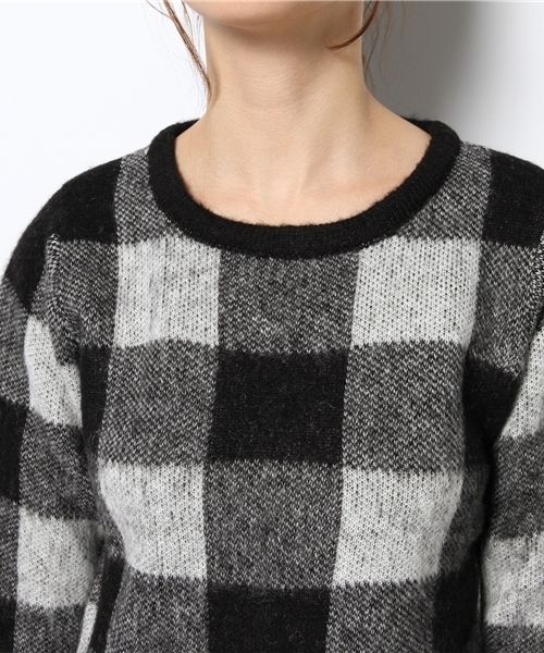 CIAOPANIC(チャオパニック)の「【Ciaopanic】起毛ブロックチェックPO(ニット/セーター・レディース・ブラック/レンガ・FREE)」の6枚目の写真