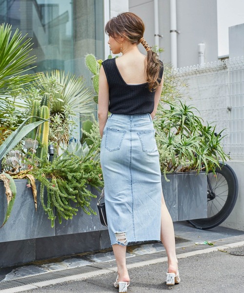 LIPSERVICE（リップサービス）の「DEEPスリットdenimスカート（デニムスカート・レディース・ホワイト/ブルー系その他/イエロー・S/M）」の18枚目の写真