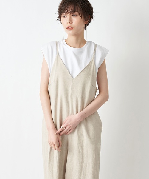 un dix cors(アンディコール)の「旬のレイヤードスタイルが完成 キャミオールインワン(つなぎ/オールインワン・レディース・ブラック/ベージュ・FREE)」の12枚目の写真