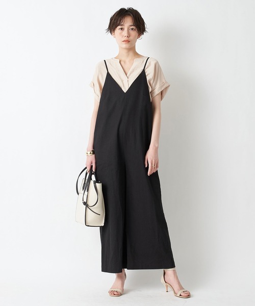 un dix cors(アンディコール)の「旬のレイヤードスタイルが完成 キャミオールインワン(つなぎ/オールインワン・レディース・ブラック/ベージュ・FREE)」の15枚目の写真