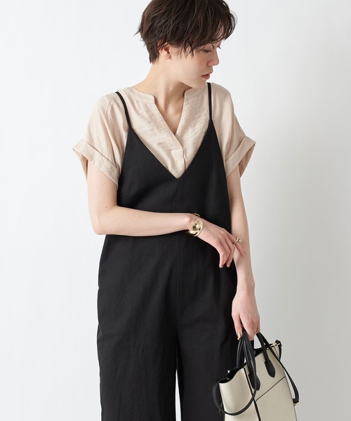 un dix cors(アンディコール)の「旬のレイヤードスタイルが完成 キャミオールインワン(つなぎ/オールインワン・レディース・ブラック/ベージュ・FREE)」の11枚目の写真