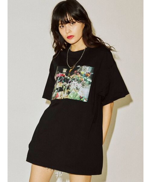 jouetie（ジュエティ）の「フラワーフィルム BIG Tシャツ（Tシャツ/カットソー・レディース・オフホワイト/ブラック/グリーン・MEDIUM）」の16枚目の写真