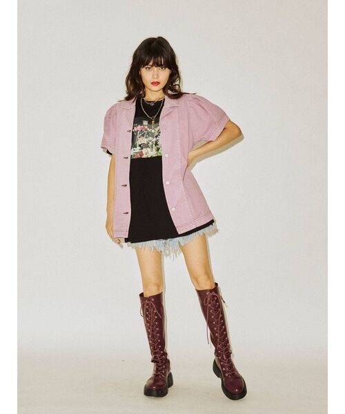 jouetie（ジュエティ）の「フラワーフィルム BIG Tシャツ（Tシャツ/カットソー・レディース・オフホワイト/ブラック/グリーン・MEDIUM）」の9枚目の写真