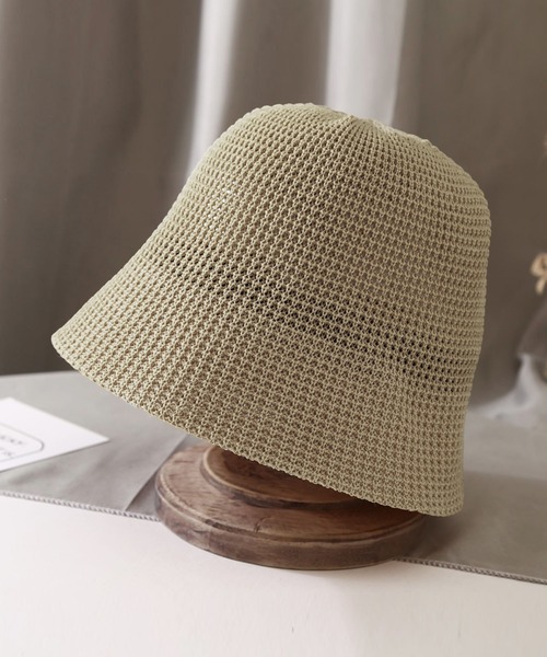 me+em select(ミームセレクト)の「ストローバケットハット【手洗い&サイズ調節可能】(ハット・レディース・グレー系その他/ターコイズブルー/ホワイト/ブラック/イエロー/キャメル・FREE)」の4枚目の写真