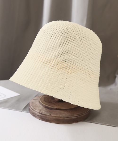 me+em select(ミームセレクト)の「ストローバケットハット【手洗い&サイズ調節可能】(ハット・レディース・グレー系その他/ターコイズブルー/ホワイト/ブラック/イエロー/キャメル・FREE)」の2枚目の写真