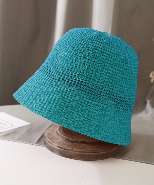 me+em select(ミームセレクト)の「ストローバケットハット【手洗い&サイズ調節可能】(ハット・レディース・グレー系その他/ターコイズブルー/ホワイト/ブラック/イエロー/キャメル・FREE)」の5枚目の写真