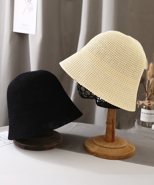 me+em select(ミームセレクト)の「ストローバケットハット【手洗い&サイズ調節可能】(ハット・レディース・グレー系その他/ターコイズブルー/ホワイト/ブラック/イエロー/キャメル・FREE)」の3枚目の写真