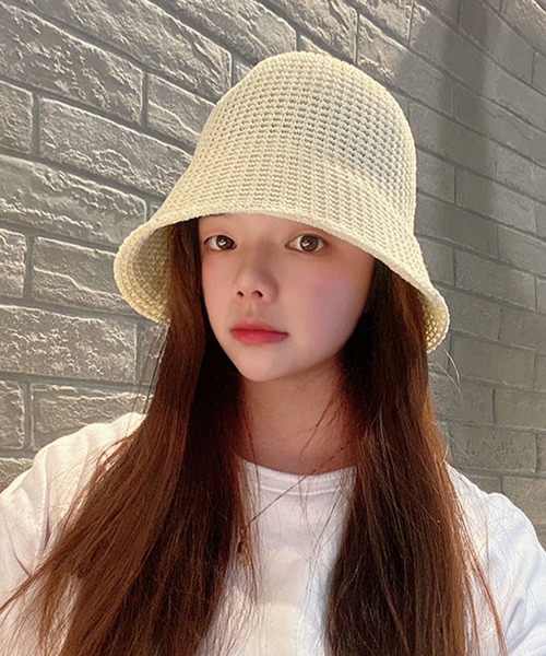 me+em select(ミームセレクト)の「ストローバケットハット【手洗い&サイズ調節可能】(ハット・レディース・グレー系その他/ターコイズブルー/ホワイト/ブラック/イエロー/キャメル・FREE)」の8枚目の写真