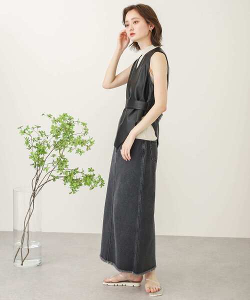 SENSE OF PLACE by URBAN RESEARCH（センスオブプレイスバイアーバンリサーチ）の「フェイクレザー2WAYアシンメトリーベスト（ベスト・レディース・ブラック/アイボリー・ONE）」の12枚目の写真