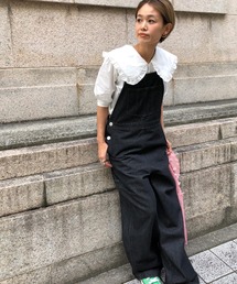 Frill collar short sleeves blouse