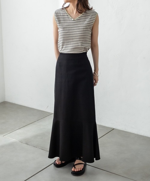 mystic（ミスティック）の「マルチボーダーフレンチプルオーバー（Tシャツ/カットソー・レディース・ブラック/ブラウン/ピンク/グリーン・FREE）」の9枚目の写真