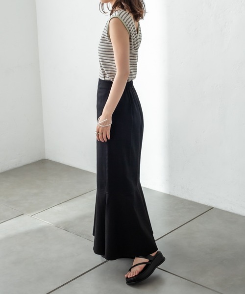 mystic（ミスティック）の「マルチボーダーフレンチプルオーバー（Tシャツ/カットソー・レディース・ブラック/ブラウン/ピンク/グリーン・FREE）」の10枚目の写真