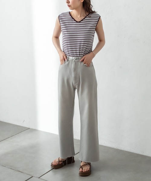 mystic（ミスティック）の「マルチボーダーフレンチプルオーバー（Tシャツ/カットソー・レディース・ブラック/ブラウン/ピンク/グリーン・FREE）」の18枚目の写真