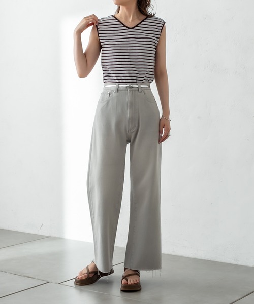 mystic（ミスティック）の「マルチボーダーフレンチプルオーバー（Tシャツ/カットソー・レディース・ブラック/ブラウン/ピンク/グリーン・FREE）」の19枚目の写真