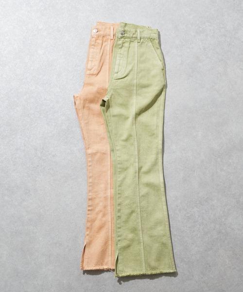 DISCOAT（ディスコート）の「カラーツイル切替スリットフレアパンツ（その他パンツ・レディース・グリーン/オレンジ・MEDIUM/LARGE）」の21枚目の写真