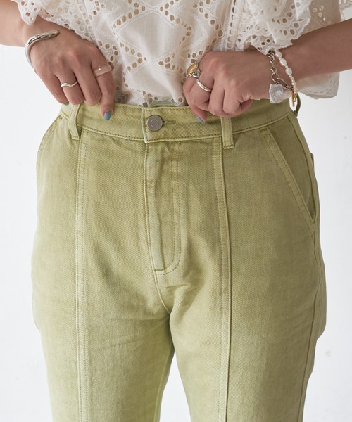 DISCOAT（ディスコート）の「カラーツイル切替スリットフレアパンツ（その他パンツ・レディース・グリーン/オレンジ・MEDIUM/LARGE）」の9枚目の写真