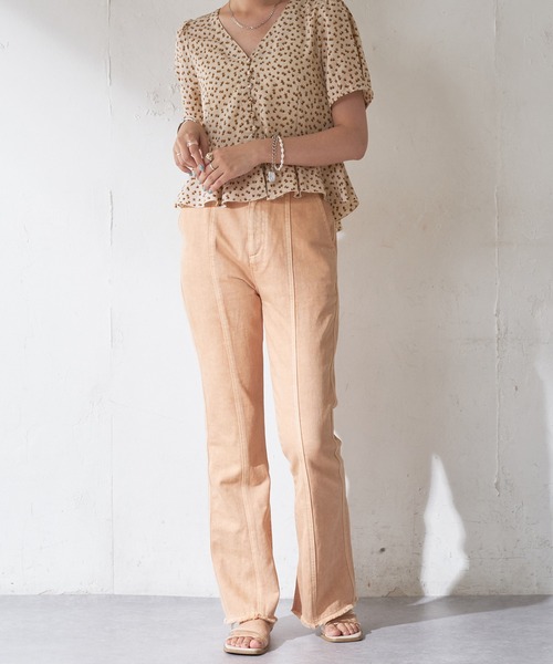 DISCOAT（ディスコート）の「カラーツイル切替スリットフレアパンツ（その他パンツ・レディース・グリーン/オレンジ・MEDIUM/LARGE）」の13枚目の写真