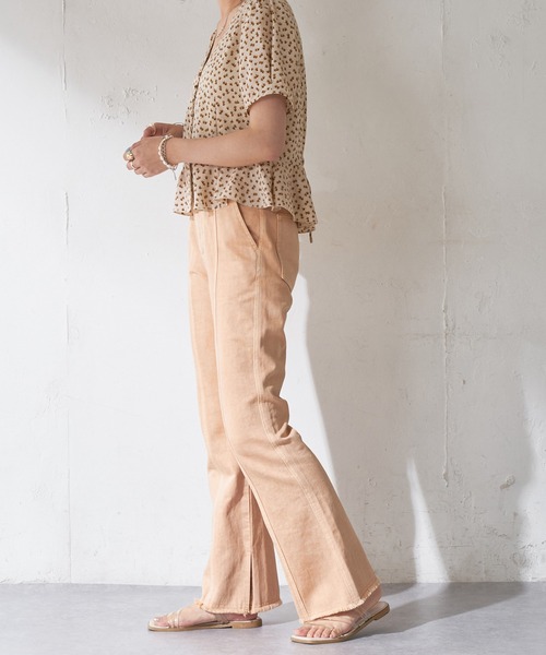 DISCOAT（ディスコート）の「カラーツイル切替スリットフレアパンツ（その他パンツ・レディース・グリーン/オレンジ・MEDIUM/LARGE）」の14枚目の写真