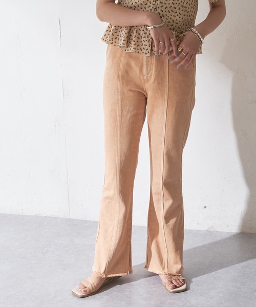 DISCOAT（ディスコート）の「カラーツイル切替スリットフレアパンツ（その他パンツ・レディース・グリーン/オレンジ・MEDIUM/LARGE）」の16枚目の写真