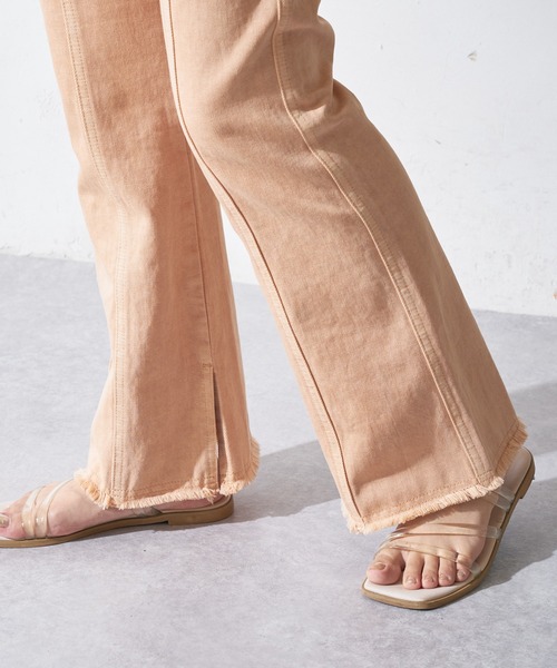 DISCOAT（ディスコート）の「カラーツイル切替スリットフレアパンツ（その他パンツ・レディース・グリーン/オレンジ・MEDIUM/LARGE）」の19枚目の写真