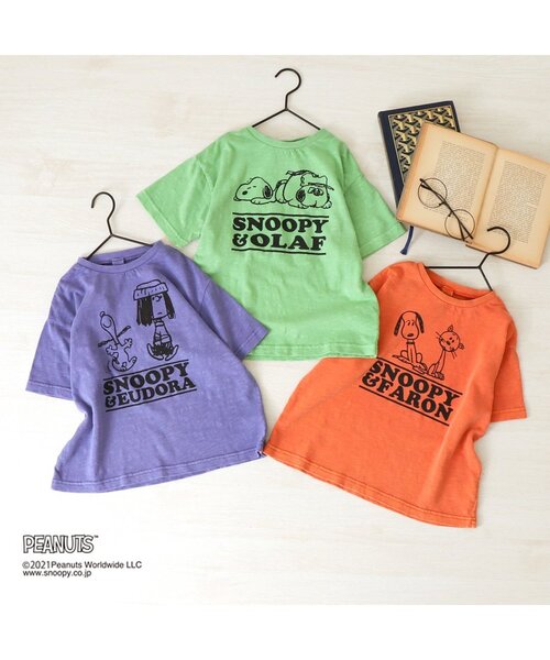 PEANUTS(ピーナッツ)の「/PEANUTS製品染めTシャツ(Tシャツ/カットソー・キッズ・パープル/オレンジ/グリーン・90/100/110/120/80/130)」の5枚目の写真