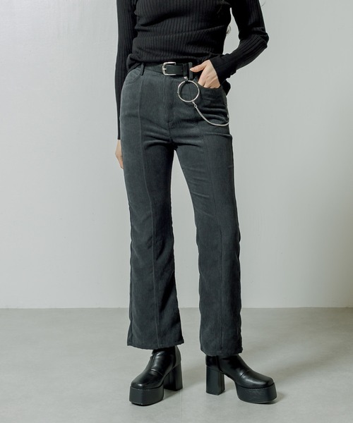 RASVOA（ラスボア）の「センターステッチコーデュロイパンツ（その他パンツ・レディース・グレイッシュベージュ/アイボリー/ブラック/ベージュ・FREE）」の3枚目の写真