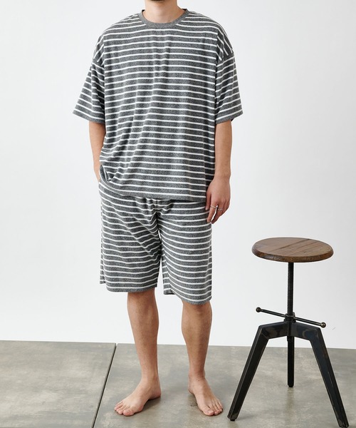 COLONY 2139（コロニートゥーワンスリーナイン）の「【MEN'S】パイルボーダーショートパンツ/ルームウェア(セットアップ可)（ルームウェア/パジャマ・メンズ・チャコールグレー/ホワイト・LARGE/MEDIUM）」の15枚目の写真