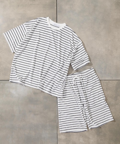 COLONY 2139（コロニートゥーワンスリーナイン）の「【MEN'S】パイルボーダーショートパンツ/ルームウェア(セットアップ可)（ルームウェア/パジャマ・メンズ・チャコールグレー/ホワイト・LARGE/MEDIUM）」の18枚目の写真