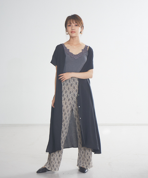 abahouse mavie（アバハウスマヴィ）の「ecru　2WAYストライプ＆シアーシャツワンピース（ワンピース・レディース・モスグリーン/ブラック/ベージュ・フリー）」の21枚目の写真