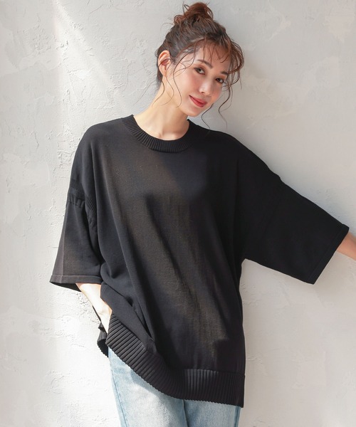 KOBE LETTUCE（コウベレタス）の「オーバーサイズコットンニットトップス（ニット/セーター・レディース・ブラック/ブラウン/オフホワイト・FREE）」の3枚目の写真
