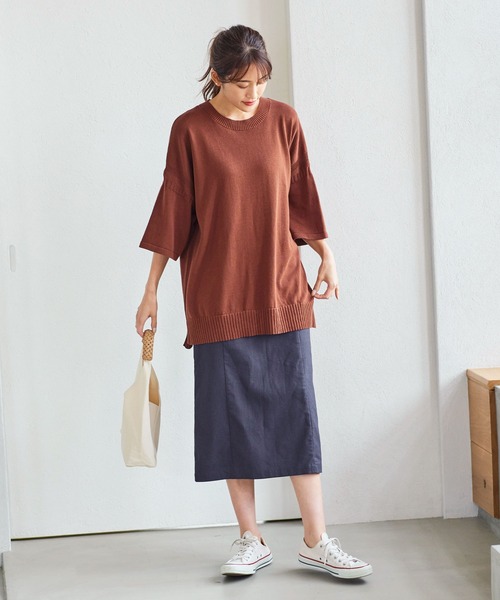 KOBE LETTUCE（コウベレタス）の「オーバーサイズコットンニットトップス（ニット/セーター・レディース・ブラック/ブラウン/オフホワイト・FREE）」の8枚目の写真