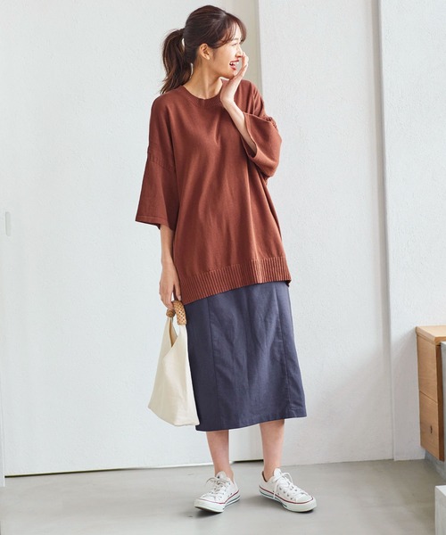 KOBE LETTUCE（コウベレタス）の「オーバーサイズコットンニットトップス（ニット/セーター・レディース・ブラック/ブラウン/オフホワイト・FREE）」の9枚目の写真