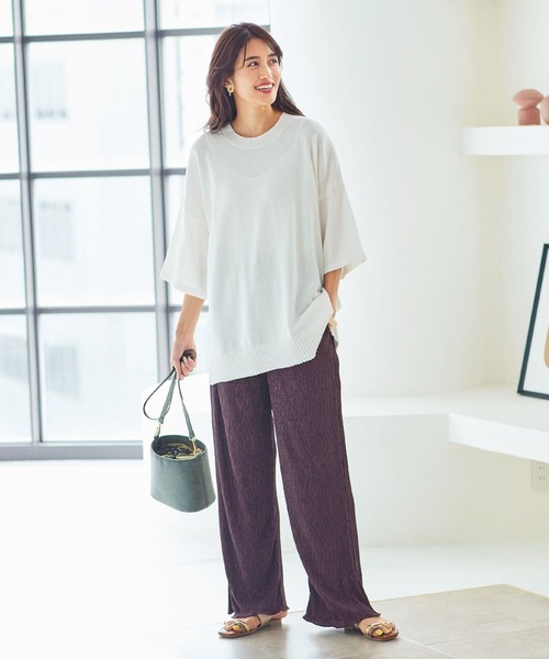 KOBE LETTUCE（コウベレタス）の「オーバーサイズコットンニットトップス（ニット/セーター・レディース・ブラック/ブラウン/オフホワイト・FREE）」の10枚目の写真