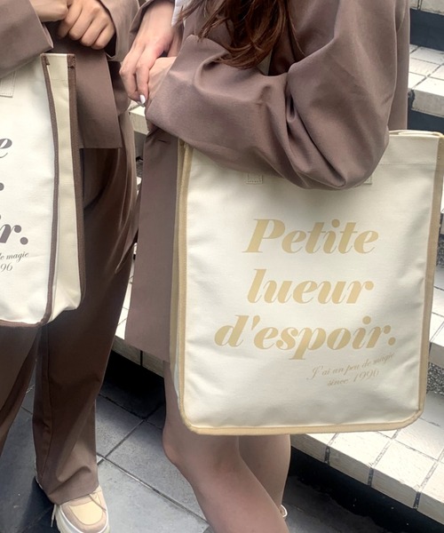 WEGO(ウィゴー)の「WEGO/パイピング撥水キャンバストートバッグ(トートバッグ・レディース・ベージュ系その他/ブラック系その他/ブラック/ブラウン・FREE)」の1枚目の写真