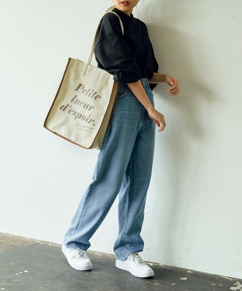 WEGO(ウィゴー)の「WEGO/パイピング撥水キャンバストートバッグ(トートバッグ・レディース・ベージュ系その他/ブラック系その他/ブラック/ブラウン・FREE)」の14枚目の写真