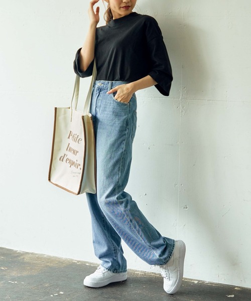 WEGO(ウィゴー)の「WEGO/パイピング撥水キャンバストートバッグ(トートバッグ・レディース・ベージュ系その他/ブラック系その他/ブラック/ブラウン・FREE)」の13枚目の写真