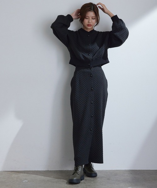 vis-`a-vis（ビサビ）の「【セットアップ対応】カットキルティングハイウエストスカート（スカート・レディース・ブラック/ブラウン系その他3/オレンジ系その他/キナリ/ベージュ・FREE）」の6枚目の写真