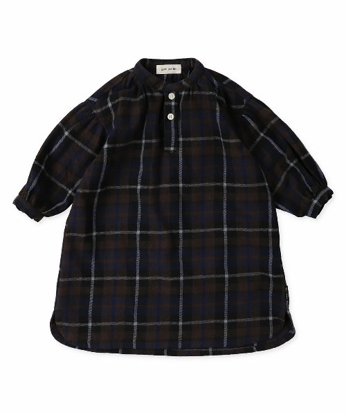 quoti use fith（クゥオティ　ユース　フィス）の「ネルチェック 長袖 ひざ下丈 ワンピース（シャツワンピース・キッズ・アイボリー/ネイビー・90/80/100/110/130/120）」の18枚目の写真