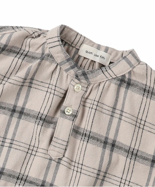 quoti use fith（クゥオティ　ユース　フィス）の「ネルチェック 長袖 ひざ下丈 ワンピース（シャツワンピース・キッズ・アイボリー/ネイビー・90/80/100/110/130/120）」の15枚目の写真
